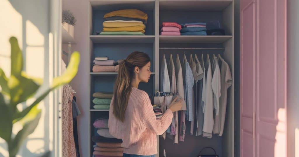 woman organizing her closet