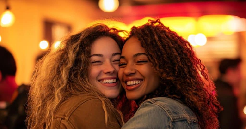 a friend is hugging her friend showing her how proud she is of her for strong enough to walk away fro narcissistic abuse and create a free life.