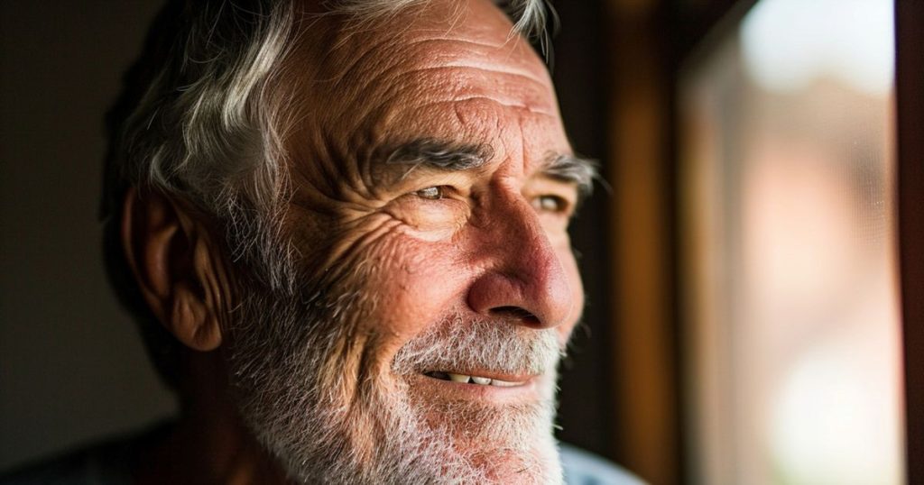 Close up of an older man smiling portrait