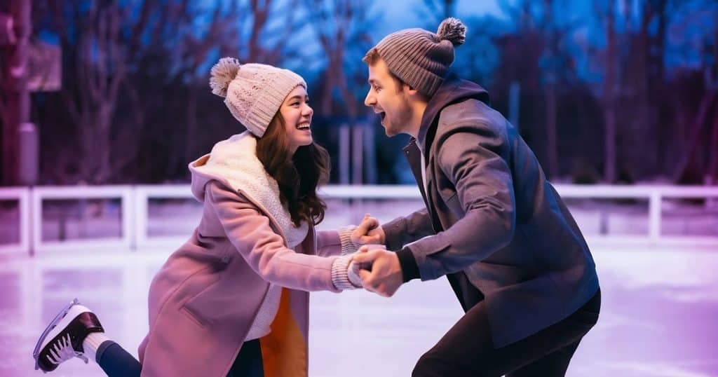 Valentines Date Ideas, skating couple.