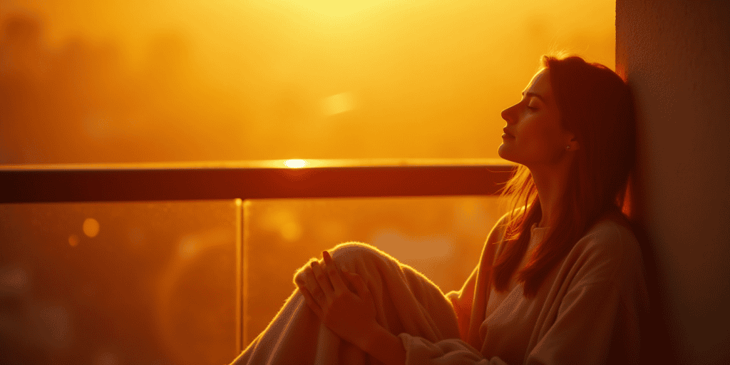 Wrapped in a blanket at sunrise, a woman closes her eyes in exhaustion, illustrating how draining it can be to stand up to emotional abuse from narcissists.