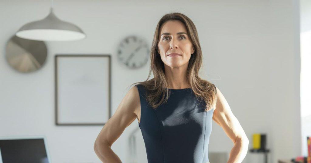 a woman standing from her hands on her hip showing that she's no longer afraid of narcissists in her life and setting firm boundaries.