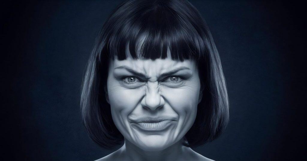 a black and white photo of a women with a short hair with a smirky smile as if she's hiding a bad secret.