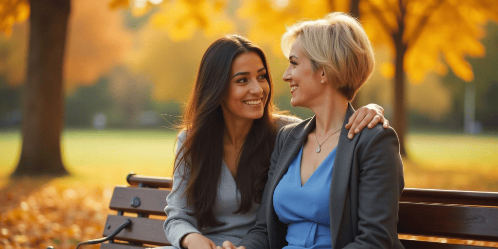 A woman comforts another person with quiet presence, something narcissists rarely offer.
