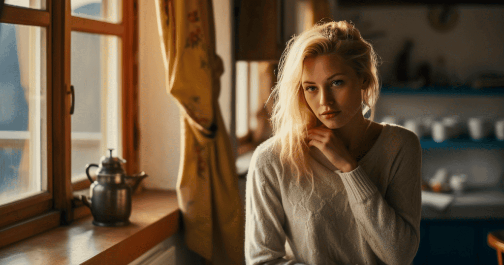 A reflective young woman, symbolizing the hidden dangers of being “too nice” and how narcissists exploit kindness to maintain control and power.