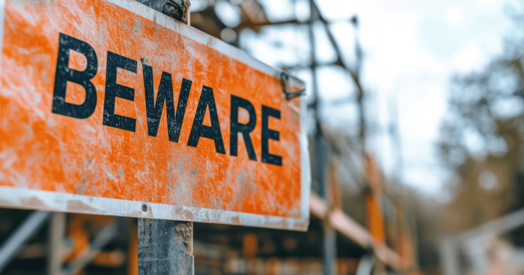 A close-up of a weathered orange warning sign reading “BEWARE,” symbolizing why narcissists, psychopaths, and manipulators may feel familiar but aren’t safe.